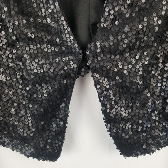 TORRID BLACK SEQUINED CROPPED JACKET. Size 00. - Picture 3 of 12